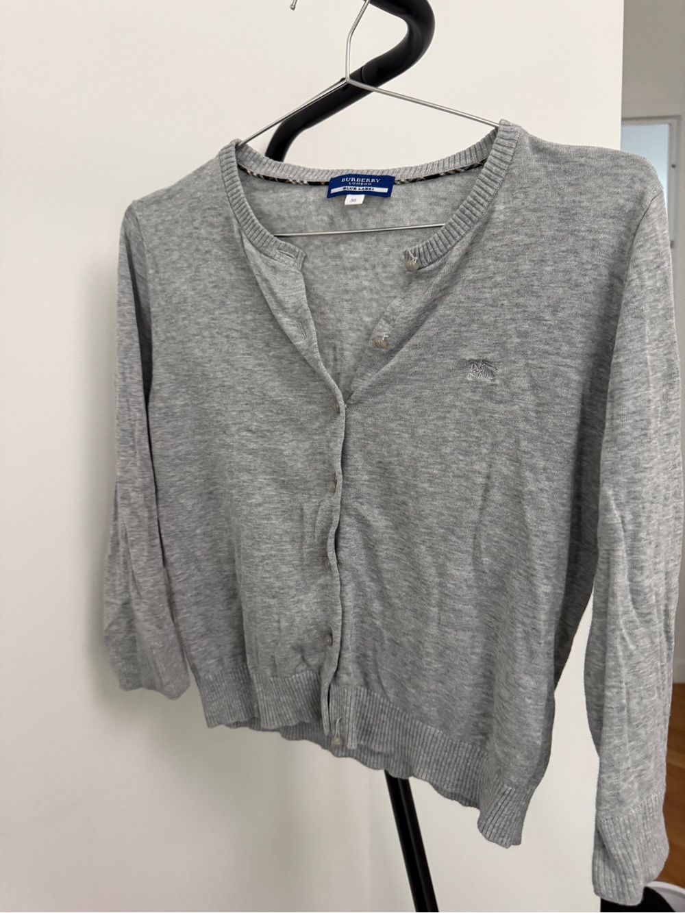 Burberry Light Gray Women’s Cotton-Blend Cardigan